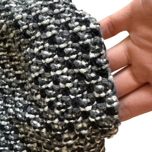 Zara Knit Chunky Black White Grey Open Front Cardigan Sweater M - Picture 6 of 11